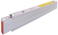 STABILA Zollstock Type 717, 2 m, weiß, weiß/gelbe metrische Schnellablese-Skala, Winkelfunktion, Meterstab aus PEFC-zertifiziertem Holz, Polyamid-Gelenke