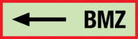 Brandschutzschild - Richtungspfeil, gerade, BMZ, Rot/Schwarz, 5.2 x 14.8 cm