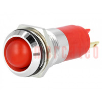 Indicator: LED; recessed; red; 24÷28VDC; 24÷28VAC; Ø14.2mm; IP67