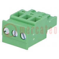 Pluggable terminal block; 5mm; ways: 3; angled; plug; female; green