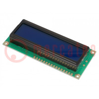 Display: LCD; alfanumeriek; STN Negative; 16x2; blauw; LED; PIN: 16
