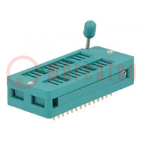 Support: circuits intégrés; ZIF; DIP28; 7,62/15,24mm; THT; 50VDC
