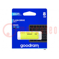 Pendrive; USB 2.0; 8GB; R: 20MB/s; W: 5MB/s; USB A; giallo