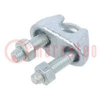 Rope clamp wire; steel; for rope; Ørope: 6mm; zinc
