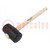Hammer; 320mm; 317g; 55mm; round; rubber; wood; Shore hardness: 90