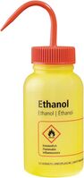 Weithalsflaschen - Ethanol, Gelb, LDPE, Transluzent, Rot/Schwarz, Orange