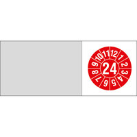 Kabelprüfplakette für ein Jahr, 8 Stück/Bogen, 10x2cm Version: 24 - Kabelprüfplakette mit Jahresfarbe 24