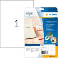 HERMA Inkjet Folien-Etik. A4 transp 210x297 mm glänz. 10 St.