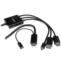 StarTech.com DPMDPHD2HD video átalakító kábel 2 M DisplayPort + Mini DisplayPort + HDMI HDMI + USB Fekete