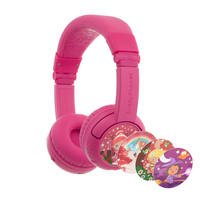 BuddyPhones Play+ Headset Bedraad en draadloos Hoofdband Oproepen/muziek Roze, Roze