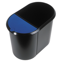 Helit H6103993 Abfallbehälter Oval Kunststoff Schwarz, Blau