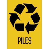 Recyclage piles - autocollant - L.210 x H.297 mm