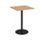 Monza square poseur table with flat round black base 800mm - oak
