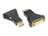 Adapter Displayport Stecker an DVI-I 24+5 Buchse, 24K vergoldete Kontakte, schwarz, Good Connections