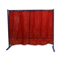 Schweißerschutzwand 1-teilig, mit Folienvorhang, rot