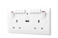 13A 2 Gang Switched Socket with Wi-Fi Extender + 1x USB-A 2.1A Round Edge White