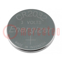 Batterie: Lithium; 3V; CR2032,Knopfzelle; 235mAh; nicht aufladbar