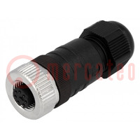 Plug; M12; PIN: 8; female; A code-DeviceNet / CANopen; for cable