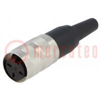 Connector: M16; plug; female; soldering; for cable; PIN: 3; 5A; 300V