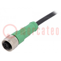 Connection lead; M12; PIN: 4; straight; 5m; plug; 250VAC; 4A; PUR