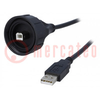 Kábel-adapter; USB A dugó,USB B dugó (tömített); 2m; IP68