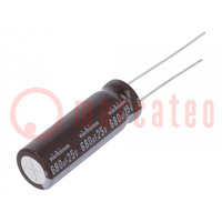 Condensator: elektrolytisch; low ESR; THT; 680uF; 25VDC; ±20%; 46mΩ