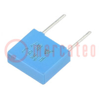 Capacitor: polyester; 0.1uF; 40VAC; 63VDC; 5mm; ±10%; 7.3x6.5x2.5mm