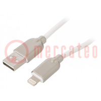 Kabel; USB 2.0; Apple Lightning-Stecker,USB A-Stecker; 1m; weiß