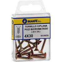 Tirafondo cabeza plana Pozidriv - 5x30 mm - 12 Uds.