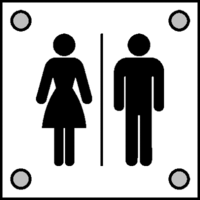 Piktogrammschild - Toiletten, Schwarz, 15 x 15 cm, Sicherheitsglas, Einscheibig