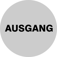 "AUSGANG" - Hochwertiges Türschild / Piktogramm aus Edelstahl, ø 60 mm, rückseitig selbstklebend