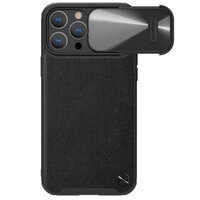 1_Nillkin CamShield Leather S Case iPhone 14 Pro Hülle mit Kameraabdeckung schwarz