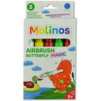 Malinos Airbrush Stifte Magic Butterfly 5Farben+Schablone 5+