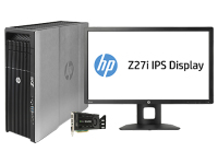 HP 620 + Z27i + NVIDIA Quadro K4000 Rodzina procesorów Intel® Xeon® E5 V2 E5-2650V2 16 GB DDR3-SDRAM 512 GB SSD Windows 7 Professional Mini Tower PC Czarny