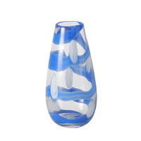 Boltze Ascos Vase Vase in ovaler Form Keramik, Steingut Blau, Transparent, Weiß