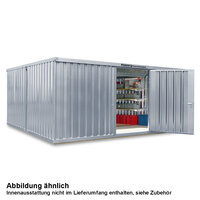 FLADAFI® Materialcontainer MC 1540 verzinkt - mit 2-flügeliger Tür, Holzfußboden