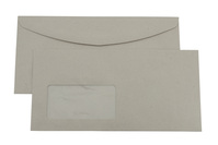 DL Briefumschlag,nassklebend, Recycling grau 75g, ISK, mit Fenster, Umweltengel