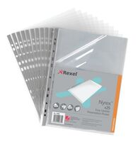 Rexel Nyrex Premium Top Side Opening Pocket A4 Grey Spine Glass Clea(Pack of 25)