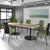 Eternal circular boardroom table 1200mm - brushed steel base and white top
