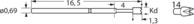 Standard-Prüfstift mit Tastkopf, Vierfach-Krone, Ø 0.69 mm, Hub 2.54 mm, RM 1.27