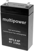 multipower MP2,8-6P Ólomakku 6 V 2.8 Ah Ólom-vlies (AGM) (Sz x Ma x Mé) 66 x 104 x 33 mm 4,8 mm-es laposérintkezős dugó Karbantartásmentes, Kis önkisülés