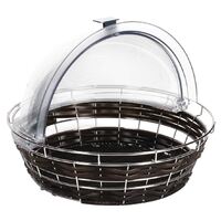 APS Frames Polyratten Round Basket in Dark Brown with Frame 100x400mm