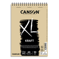 CANSON Album spiralé de 40 feuilles de papier dessin XL KRAFT, format A5, 90G