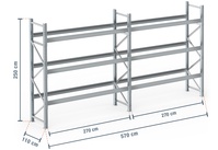 Titelbild: 5,7m Palettenregale feuerverzinkt 2,5m hoch mit 3 Ebenen Hochregal