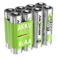 ANSMANN Akku AA 1,2V 1300mAh, Wiederaufladbare Batterien AA Mignon NiMH, 8 Stück