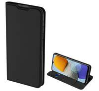 DUX DUCIS SKIN PRO tok álló, bőr hatású (FLIP, oldalra nyíló, bankkártya tartó, asztali tartó funkció) FEKETE [Samsung Galaxy M23 ...