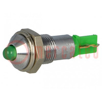 Contrôle: LED; convexe; vert; 24÷28VDC; Ø6,2mm; IP40; à souder