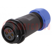 Plug; SP21; female; PIN: 4; IP68; 4.5÷7mm; 30A; soldering; for cable
