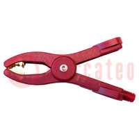Crocodile clip; 50A; Grip capac: max.25mm; Overall len: 107mm; red