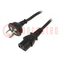 Cable; 3G1mm2; GB 2099 plug,IEC C13 female; PVC; 1.8m; black; 10A